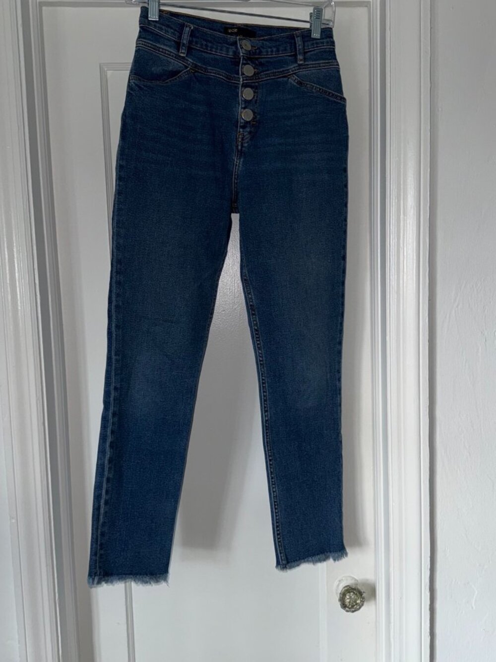 Maje Pawel High-Waist Button-Fly Straight Jeans Raw Hem FR 38 / US 6